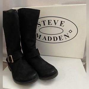 Steve Madden Black Suede Biker Boots